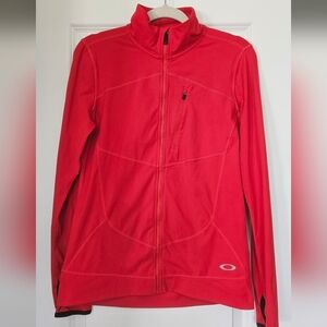 Oakley Women’s Medium Full Zip Jacket Coral Red Athletic Running Thumbholes